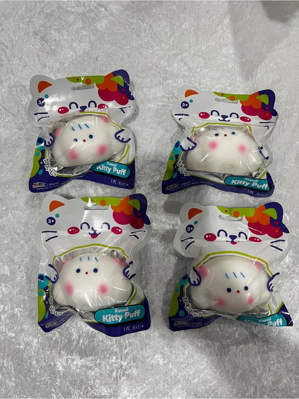 Lot of 4 Kawaii Squishy Soft Puffy Kitty Party Favor Kids Toy Age 3+